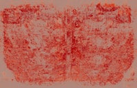 a red painting on a brown background